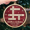 Custom Scrabble Wood Ornament - Personalized Christmas Birthday Gifts For Brother, Sister - Joyful Hearts Gather Here