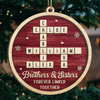 Custom Scrabble Wood Ornament - Personalized Christmas Birthday Gifts For Brother, Sister - Joyful Hearts Gather Here