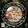 Custom Photo First Christmas Pet Glass Ornament - Personalized Christmas Birthday Gifts For Dog Lovers, Cat Lovers, Pet Dad And Mom, New Pet Ornament - Little Paws First Big Love
