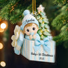Custom First Christmas Acrylic Ornament - Personalized Christmas Baby Shower, Gender Reveal Gifts For New Moms, New Dads, New Parents - Joy Wrapped In Love