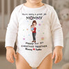 Custom First Christmas Long Sleeve Baby Onesie - Personalized Christmas Baby Shower, Gender Reveal Gifts For New Moms, New Dads, New Parents - Tiny Hands Big Love