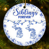 Custom Long Distance Ceramic Ornament - Personalized Christmas Birthday Gifts Brother, Sister - Miles Apart Same Heart