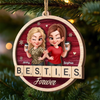 Custom Double Layer Wooden Ornament - Personalized Best Friend Christmas Birthday Gifts For Women, Besties, Sisters, BFF - Cheers To Our Jolly Moments