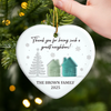 Custom Sea Glass Heart Ceramic Ornament - Personalized Best Friend Christmas Birthday Appreciation Gifts For Friendship, Neighbors, Neighbours, Beach Lovers - Best Neighbor Ever