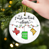 Custom Long Distance Ceramic Ornament - Personalized Best Friend Christmas Birthday Gifts For Women, Besties, Sisters, BFF - Miles Apart Still Connected