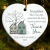 Custom Sea Glass Heart Ceramic Ornament - Personalized Best Friend Christmas Birthday Appreciation Gifts For Friendship, Neighbors, Neighbours, Beach Lovers - Grateful For Good Neighbors