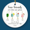 Custom Sea Glass Ceramic Ornament - Personalized Best Friend Christmas Birthday Gifts For Women, Besties, Sisters, BFF, Beach Lovers - Where Love Meets Shore
