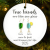 Custom Sea Glass Ceramic Ornament - Personalized Best Friend Christmas Birthday Gifts For Women, Besties, Sisters, BFF, Beach Lovers - Where Love Meets Shore
