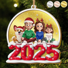 Custom Wooden Mirror Acrylic Ornament - Personalized Christmas Birthday Gifts For Mom, Dad, Brother, Sister, Kids - Joy Begins Where We Gather