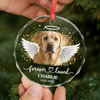 Custom Photo Circle Glass Ornament - Personalized Pet Christmas Memorial Sympathy Gifts For Dogs, Cats - Forever Loved Always Remembered