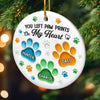 Custom Ceramic Ornament - Personalized Pet Christmas Memorial Sympathy Gifts For Dogs, Cats - Pawprints Etched On My Heart