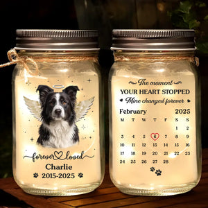 Custom Photo Mason Jar Light - Personalized Pet Christmas Memorial Sympathy Gifts For Dogs, Cats - Love Stays Beyond The Pawprints