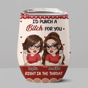 Custom Wine Tumbler - Personalized Best Friend Birthday Gifts For Women, Besties, Sisters, BFF - Forever My Safe Place