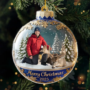 Custom Photo Acrylic Ornament - Personalized Christmas Birthday Hunting Gifts For Hunters - Hunt Hard, Hang Proud