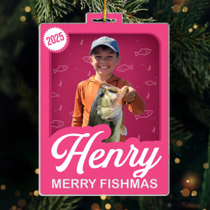 Custom Photo Toy Box Acrylic Ornament - Personalized Christmas Birthday Fishing Gifts For Fisherman - Just Call Me Santa’s Fisherman