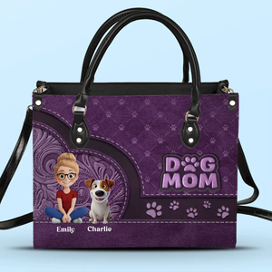Dog Mom, More Love And Less Bark - Dog Personalized Custom Leather Handbag - New Arrival, Mother's Day, Gift For Pet Owners, Pet Lovers AMZ