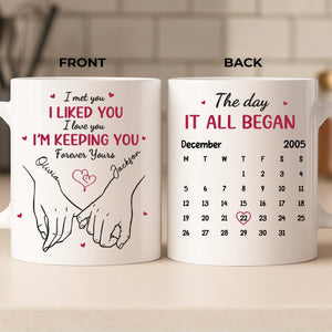 Custom Mug - Personalized Anniversary Wedding Gifts For Husband And Wife, Him And Her - The Day It All Began