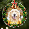 Custom Photo Circle Glass Ornament - Personalized Pet Christmas Memorial Sympathy Gifts For Dogs, Cats - Forever Pawprints On My Heart