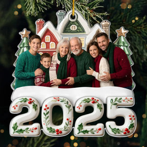 Custom Photo Acrylic Ornament - Personalized Christmas Birthday Gifts For Mom, Dad, Brother, Sister, Kids - Happiness Is In This Moment