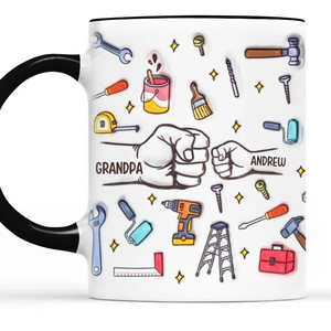 Custom Accent Mug - Personalized Birthday Gifts For Dad, Grandpa - Grandpa Loved by His Littles