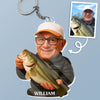 Custom Photo Shaped Acrylic Keychain - Personalized Birthday Fishing Gifts For Fisherman - Hooked On Good Days