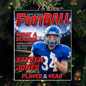 Custom Photo Magazine Acrylic Ornament - Personalized Christmas Birthday American Football Gifts For Football Lovers, Sports Fans, Sports Lovers - Born To Break Records