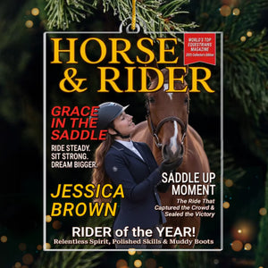 Custom Photo Magazine Acrylic Ornament - Personalized Christmas Birthday Gifts For Men and Women, Horse Lovers - Born To Ride