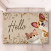 Custom Home Decor Decorative Mat - Personalized Birthday Gifts For Dog Cat Lovers, Dog Dad And Mom, Cat Owners - Welcome To Our Happy Place