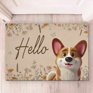 Custom Home Decor Decorative Mat - Personalized Birthday Gifts For Dog Cat Lovers, Dog Dad And Mom, Cat Owners - Welcome To Our Happy Place