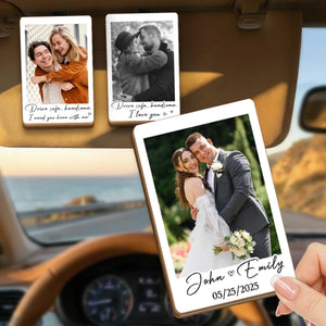 Custom Photo Car Visor Clip - Personalized Anniversary Wedding Gifts For Husband And Wife, Him And Her - Love Rides Along
