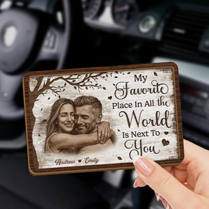 Custom Photo Car Visor Clip - Personalized Anniversary Wedding Gifts For Husband And Wife, Him And Her - Together We Feel Safe