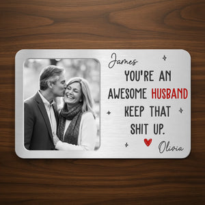 Custom Photo Aluminum Wallet Card - Personalized Anniversary Wedding Gifts For Husband And Wife, Him And Her - We Grow Stronger Together