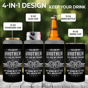 Custom 4 In 1 Can Cooler Tumbler - Personalized Birthday Gifts For Brother - Bound By Blood, Backed By Trust