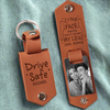 Custom Photo Engraved Leather Keychain - Personalized Anniversary Wedding Gifts For Husband And Wife, Him And Her - We Grow Closer Each Day