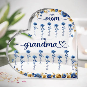 Custom Heart Shaped Acrylic Plaque - Personalized Mother's Day Gifts For Mom, Grandma - Where Memories Grow Like Flowers