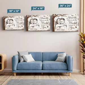 Custom Photo Horizontal Poster, Canvas - Personalized Anniversary Wedding Gifts For Husband And Wife, Him And Her - Happily Ever After