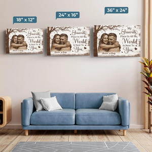Custom Photo Horizontal Poster, Canvas - Personalized Anniversary Wedding Gifts For Husband And Wife, Him And Her - My World Feels Complete
