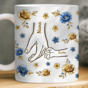 Custom 3D Inflated Effect Printed Mug - Personalized Mother's Day Gifts For Mom, Grandma - Hands Linked By Love