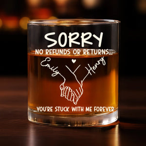 Custom Whiskey Glass - Personalized Anniversary Wedding Gifts For Husband And Wife, Him And Her - No Refunds, Forever Yours