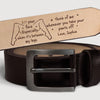 Custom Engraved Leather Belt - Personalized Anniversary Wedding Gifts For Husband And Wife, Him And Her - Our Hearts Stay Close