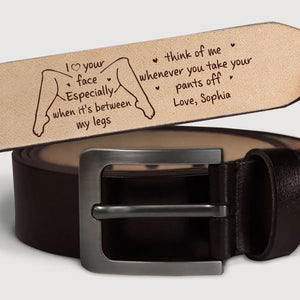 Custom Engraved Leather Belt - Personalized Anniversary Wedding Gifts For Husband And Wife, Him And Her - Our Hearts Stay Close