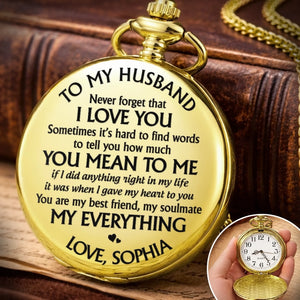 Custom Pocket Watch - Personalized Anniversary Wedding Gifts For Husband And Wife, Him And Her - Love Grows In Our Space