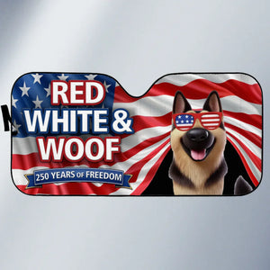 Custom Auto Windshield Sunshade, Car Window Protector - Personalized America 250th Anniversary Gifts For Dog Lovers, Dog Dad And Mom - Patriotic Pup On Duty