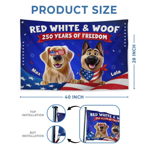 Custom Flag - Personalized America 250th Anniversary Gifts For Dog Lovers, Dog Dad And Mom - Freedom Lives Here