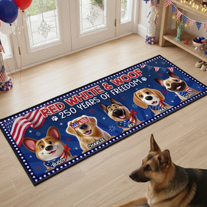 Custom Runner Rug - Personalized America 250th Anniversary Gifts For Dog Lovers, Dog Dad And Mom - Honoring Freedom