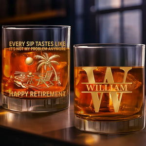 Custom 11oz Whiskey Glass - Personalized Retirement Gifts For Women, Men - Retired Not Expired