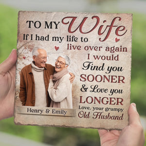 Custom Photo Square Shaped Stone With Stand - Personalized Anniversary Wedding Gifts For Husband And Wife, Him And Her - Found Late, Loved Forever