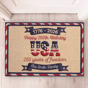 Custom Home Decor Decorative Mat - Personalized 4th Of July Gifts For Mom, Dad, Brother, Sister, Kids - Forever Free Forever Proud
