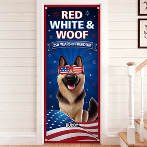 Custom Door Cover - Personalized 4th Of July Gifts For Dog Lovers, Dog Dad And Mom - Land Of The Free