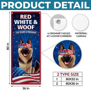 Custom Door Cover - Personalized 4th Of July Gifts For Dog Lovers, Dog Dad And Mom - Land Of The Free